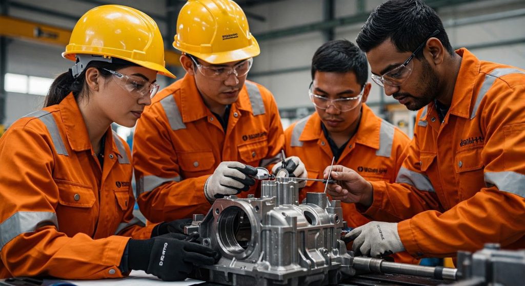 quality inspection A group of workers doing quality inspection